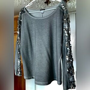 Venus Gray Sequin Women's Top, Small